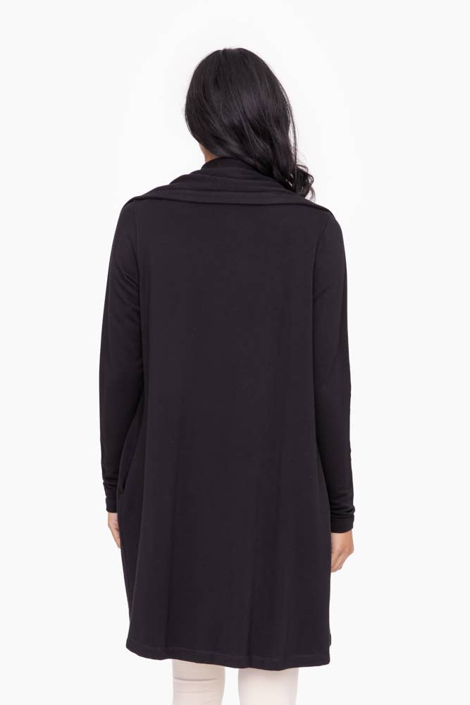 Black Fleece Lined Open Cardigan