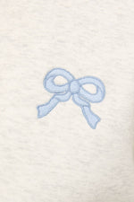 Off the Shoulder Grey Sweatshirt with Bow Embroidery (Sold Separately)