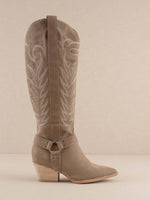 The Faye | Dark Taupe Knee High Cowboy Boot