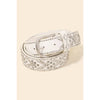 Rhinestone Metallic Studded White Belt