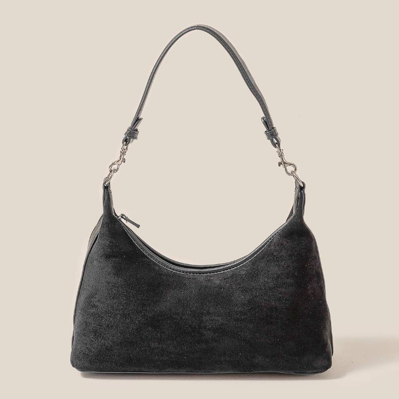 Brown Classic Faux Suede Hand Bag