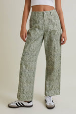 Mid-Rise Tree Camo Pattern Wide Leg Pants