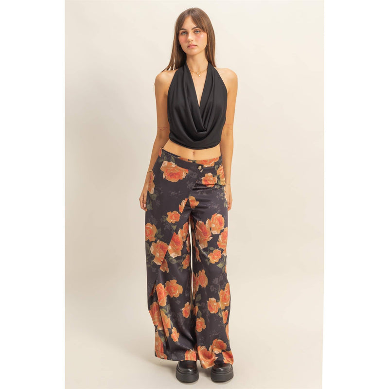 Black Draped Halter Top