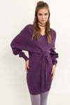 Jenna Purple Long Sleeve Mini Wrap Dress