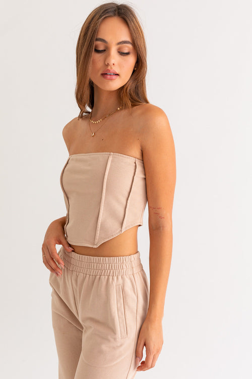 Beige Corset Tube Top