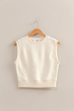 Ivory Fitted Banded Waist Sleeveless Crop Top