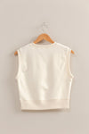 Ivory Fitted Banded Waist Sleeveless Crop Top