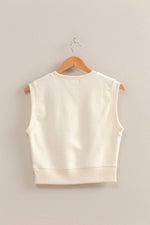 Ivory Fitted Banded Waist Sleeveless Crop Top