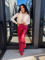 Red Wine Faux Leather Pants