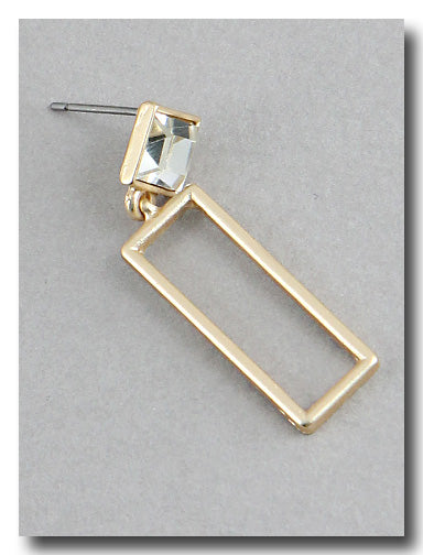 Square Bar Dangle Crystal Square Stone Post Earring