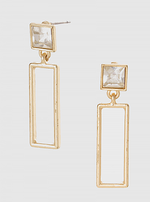 Square Bar Dangle Crystal Square Stone Post Earring