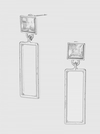 Square Bar Dangle Crystal Square Stone Post Earring