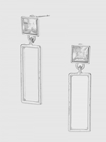 Square Bar Dangle Crystal Square Stone Post Earring