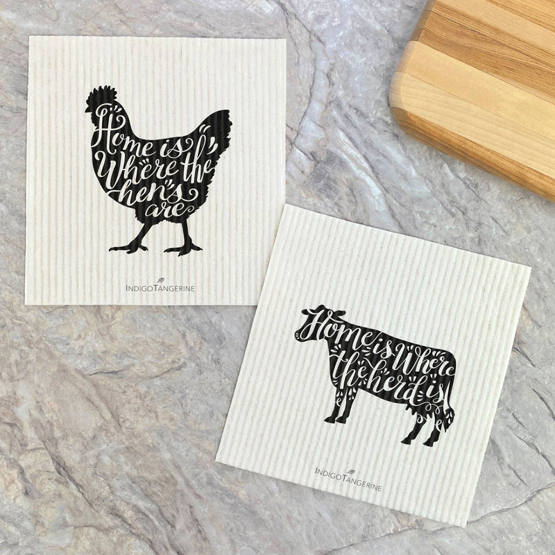 Chicken & Cow 2-Pack - Swedish Dish Cloth