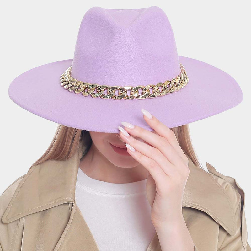 Panama Hat with Metal Chain Detail