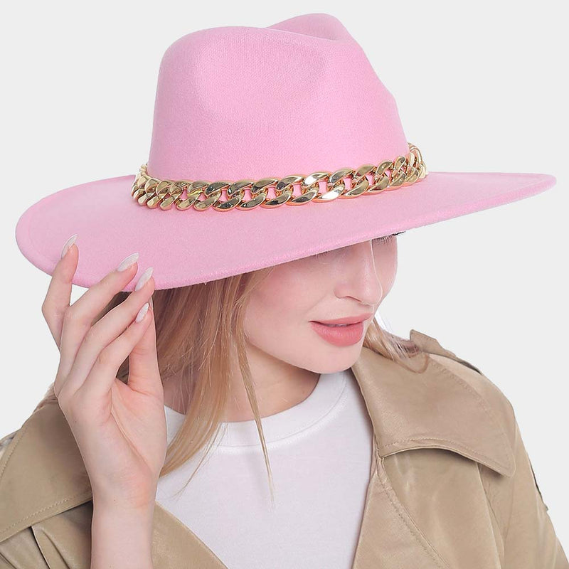 Panama Hat with Metal Chain Detail