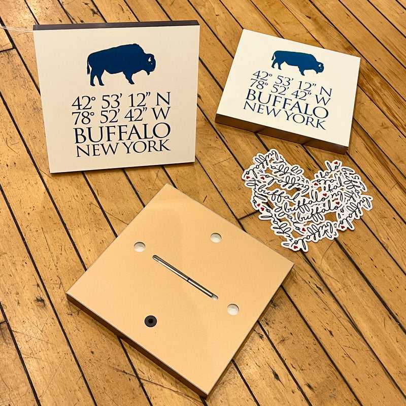 Buffalo New York Coordinates + Zip Code Sign