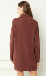 Cinnamon Turtleneck Sweater Dress