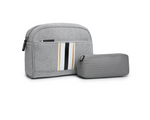 Neoprene Striped Grey Cosmetic Bag