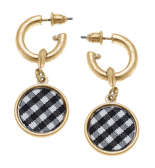 Gingham Drop Hoop Earrings