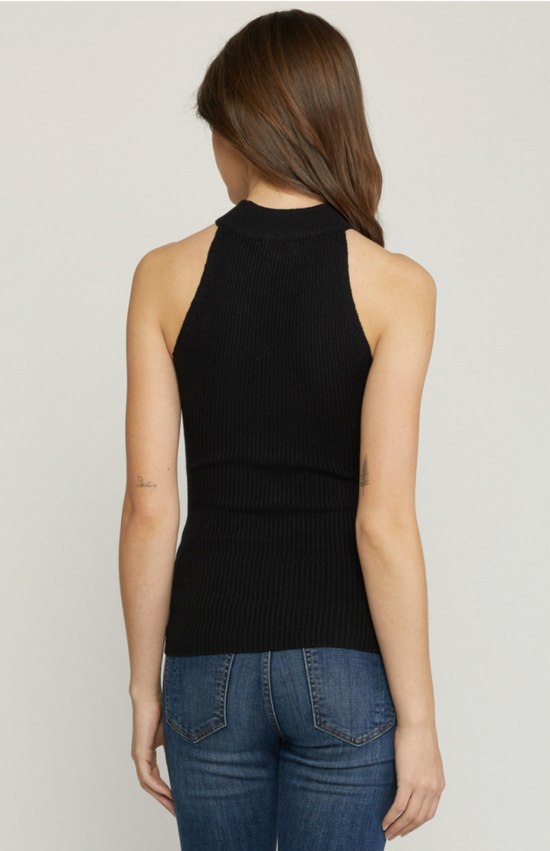 Black Hannah High Neck Top