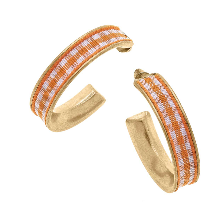 Gingham Hoop Earrings