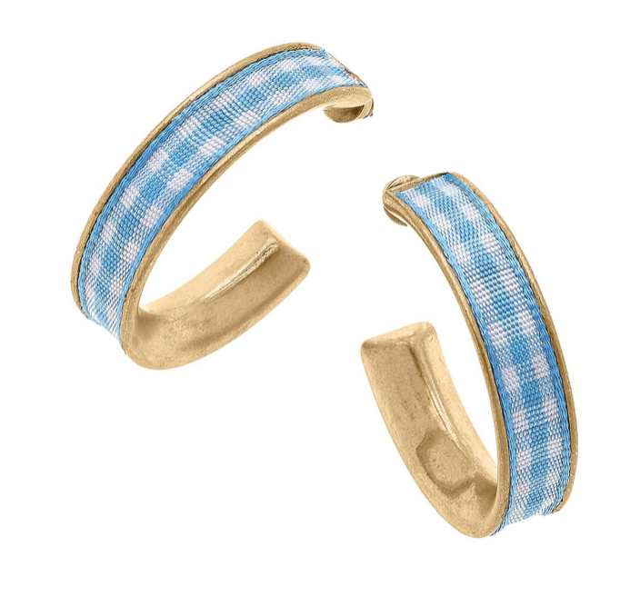 Gingham Hoop Earrings