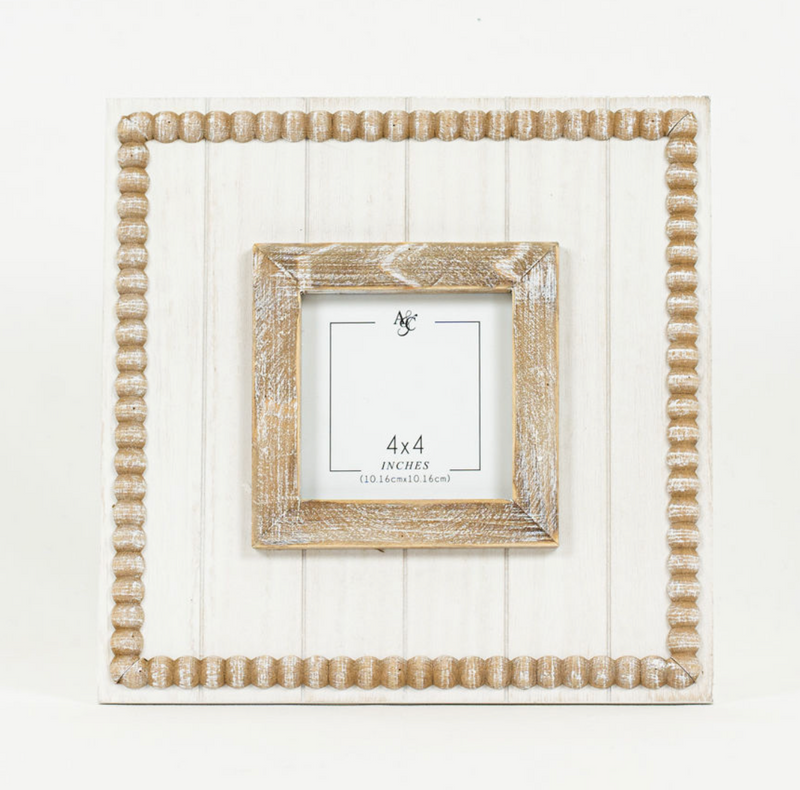 Squared Wood Beaded Photo Frame