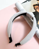 White Ruched Knotted Headband