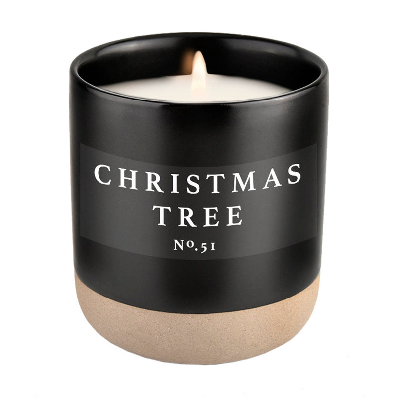 Christmas Tree Soy Candle - Black Stoneware Jar - 12 oz