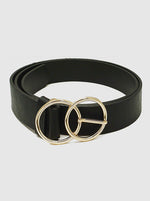 Black and Gold Buckle Leatherette Belt