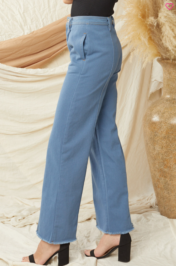 High Waisted Wide Leg Denim Pants