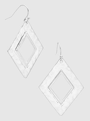 Hammered Rhombus Hollow Dangle Drop Earrings