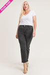 Plus Size Raw Hem Straight Fit Black Jeans